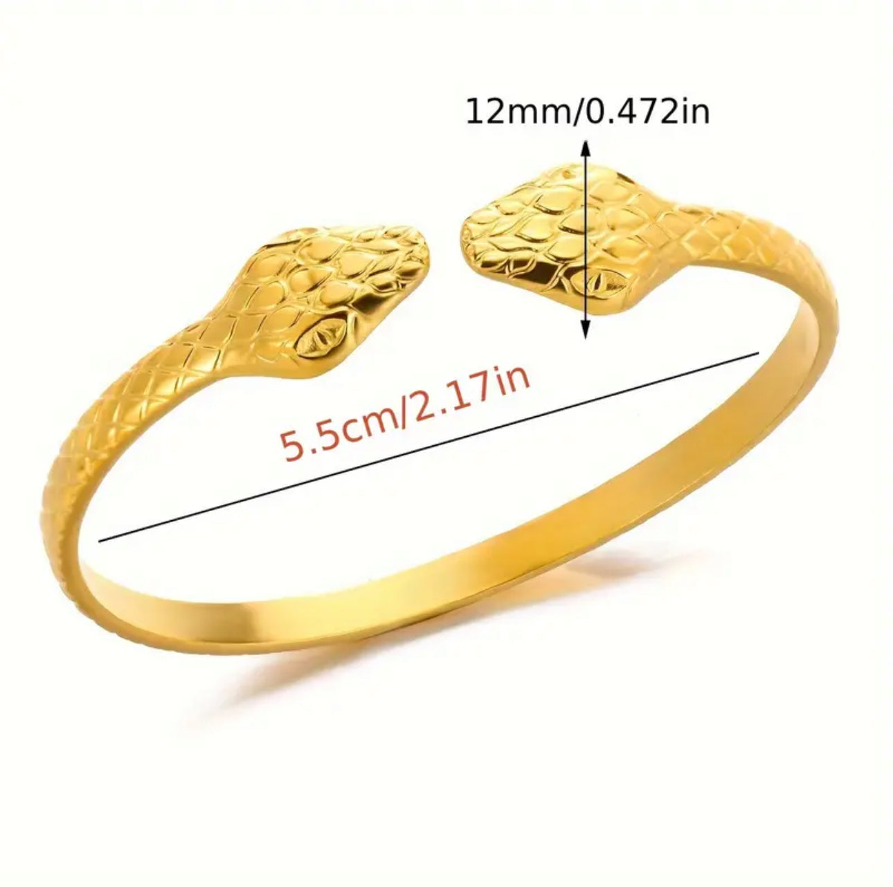 Gold snake head bracelet