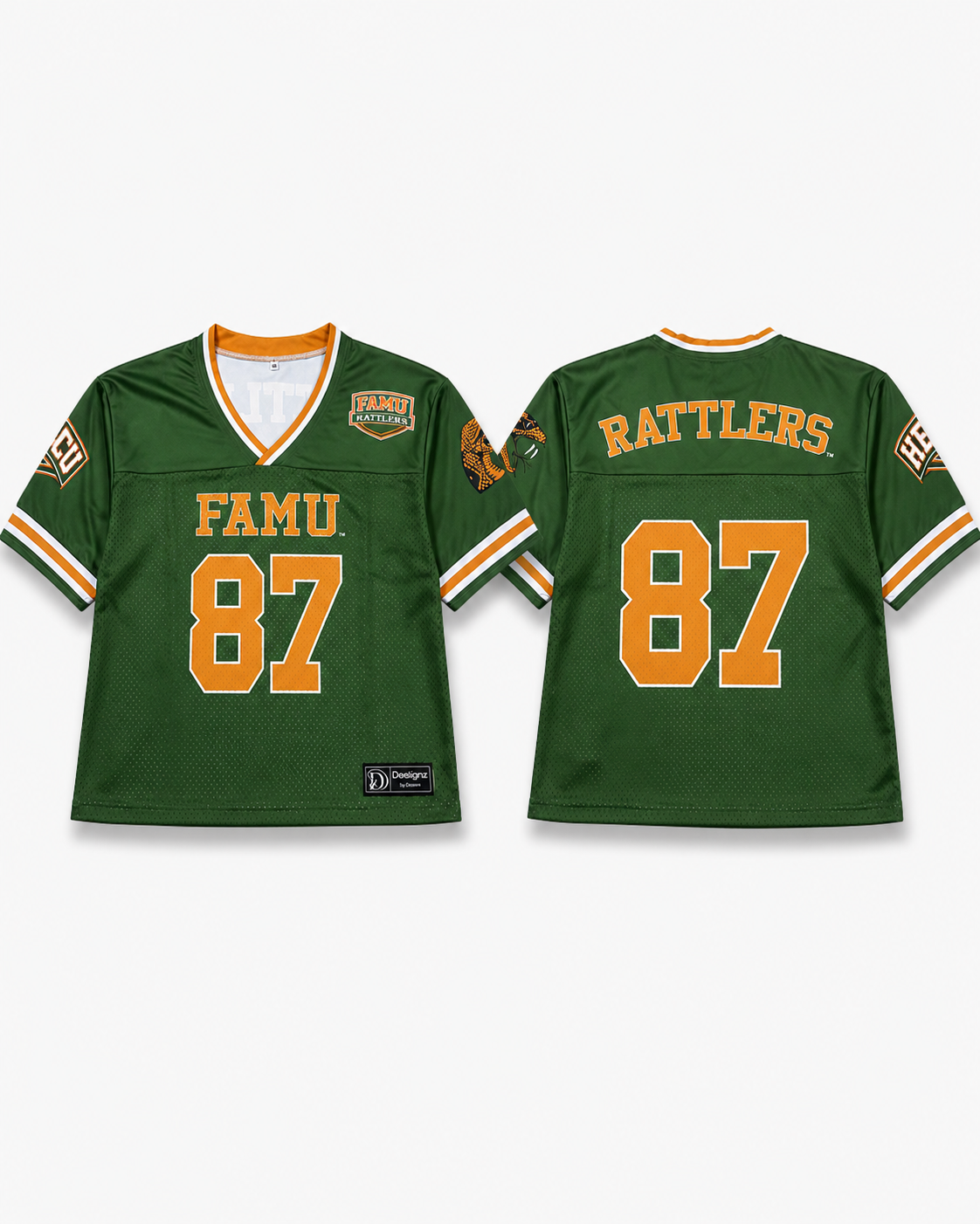 FAMU Rattlers 87 Crop Football Jersey
