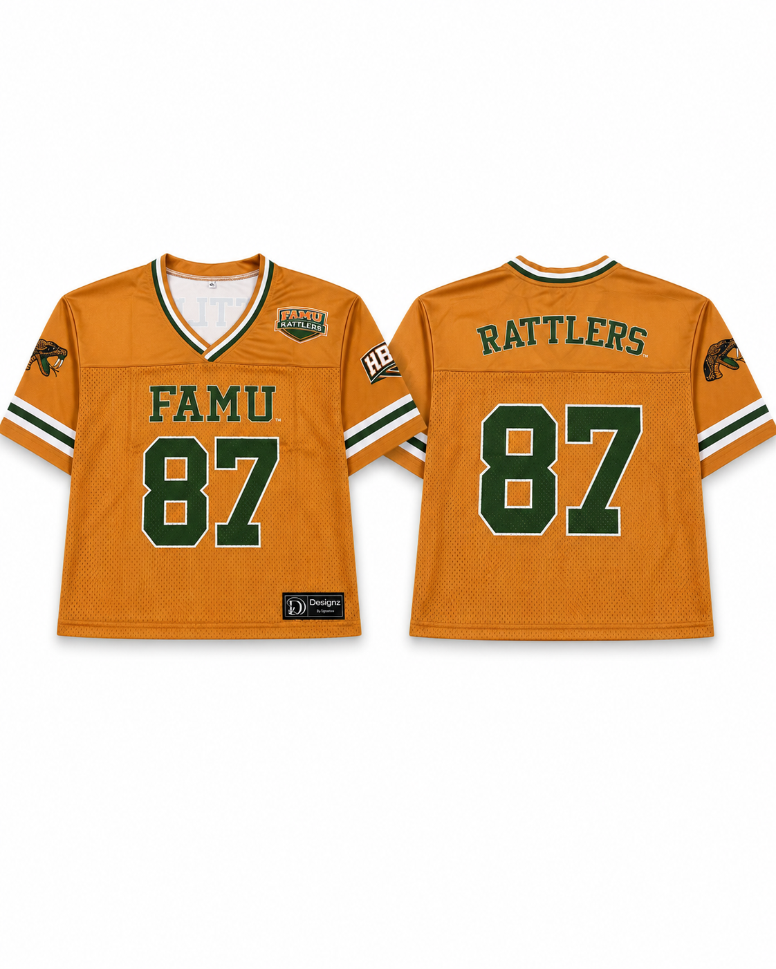 FAMU Rattlers 87 Crop Football Jersey