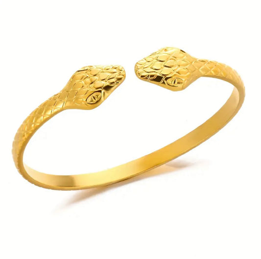 Gold snake head bracelet