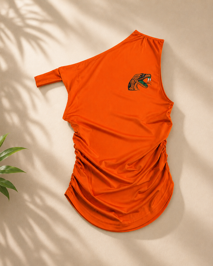 Rattler One-Shoulder Ruched Top